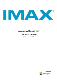 Imax Annual Report 2021