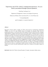 Improving End of Life Vehicle's Management Practices: An