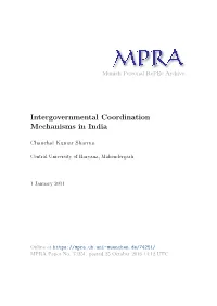 Intergovernmental Coordination Mechanisms in India