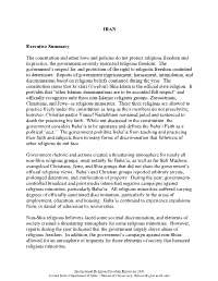 IRAN Executive Summary the Constitution and Other Laws And