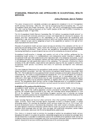 Standards, Principles and Approaches in Occupational Health Services