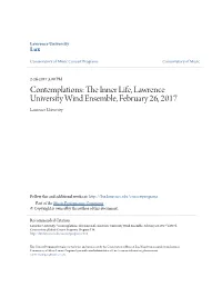 The Inner Life, Lawrence University Wind Ensemble, February 26, 2017
