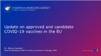 Update on Approved and Candidate COVID-19 Vaccines in the EU