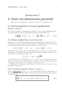 3. Some One-Dimensional Potentials These Notes Are a Supplement to Sections 3.1, 3.3 and 3.5 in Hemmer’S Book