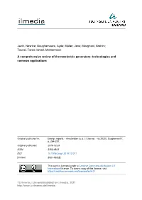 A Comprehensive Review of Thermoelectric Generators: Technologies and Common Applications