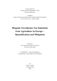 Biogenic Greenhouse Gas Emissions from Agriculture in Europe – Quantification and Mitigation