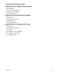 Chapter Rd Roadster Division Subchapter Rd-1 General Qualifications