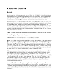 Character Creation Details