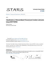 Classification of Silicone-Based Personal and Condom Lubricants Using Dart-Tofms