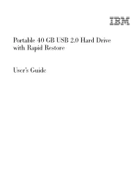 Portable 40 GB USB 2.0 Hard Drive with Rapid Restore Preface