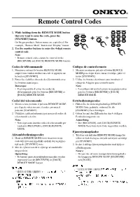 Remote Control Codes