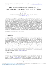The Electromagnetic Counterpart of the Gravitational Wave Source GW170817 Invited Talk