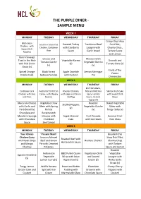 The Purple Diner - Sample Menu
