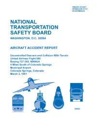 Uncontrolled Descent and Collision with Terrain, United Airlines 585