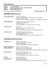 Zora Dehorter CASTING DIRECTOR May 2018