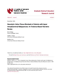 Neurolytic Celiac Plexus Blockade in Patients with Upper Intraabdominal Malignancies: an Evidence-Based Narrative Review