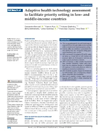 Adaptive Health Technology Assessment to Facilitate Priority Setting in Low- and Middle-­Income Countries