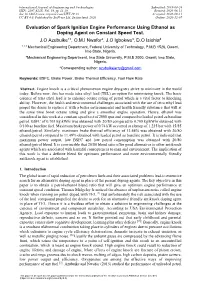 Evaluation of Spark Ignition Engine Performance Using Ethanol As Doping Agent on Constant Speed Test