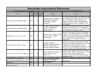 Humanities Instructional Resources