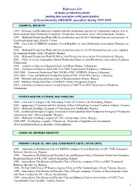 Reference List of Major Production Plants Putting Into Operation with Participation of Severodonetsky ORGHIM Specialists During 1994-2010