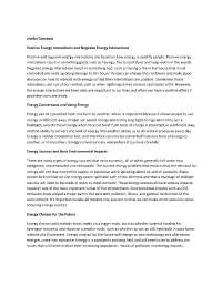 Useful Concepts Positive Energy Interactions and Negative Energy