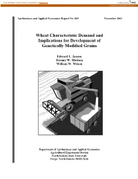 Wheat Characteristic Demand and Implications for Development of Genetically Modified Grains