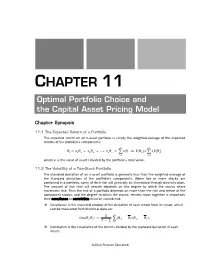 CHAPTER 11 Optimal Portfolio Choice and the Capital Asset Pricing Model