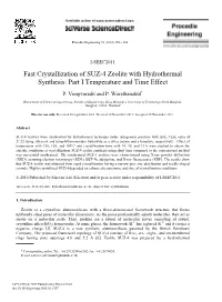 Fast Crystallization of SUZ-4 Zeolite with Hydrothermal Synthesis: Part I Temperature and Time Effect