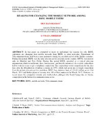 Reasons for Changing the Mobile Network Among Bsnl Mobile Users