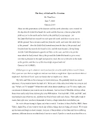 The Story of God and Us: Creation Dr. Tom Pace June 7, 2020 Genesis 2:4-9 These Are the Generations of the Heavens and the Earth When They Were Created