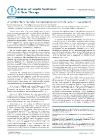 A Commentary on WNT7A Implication in Cervical Cancer Development