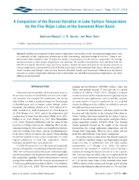 A Comparison of the Diurnal Variation in Lake Surface Temperature for the Five Major Lakes of the Savannah River Basin