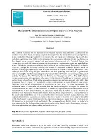 Changes in the Dimensions of Life of Filipino Deportees from Malaysia