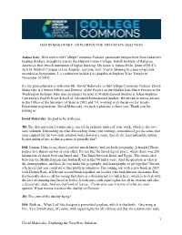 David Makovsky: Exploring the Two-State Solution