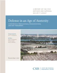 Defense in an Age of Austerity Conference Proceedings, Presentations, and Key Takeaways