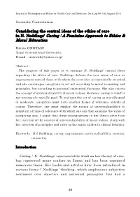 In N. Noddings' Caring : a Feminine Approach to Ethics & Moral Education