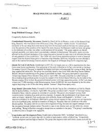 Iraqi Political Groups - Part 1 - Part 2