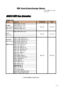 MARCH NEW Item Information