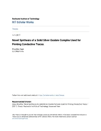 Novel Synthesis of a Solid Silver Oxalate Complex Used for Printing Conductive Traces