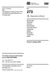 273 the Monday to Friday Journey at 1705 from Bolton Has Been Retimed to Run 273 5 Minutes Later Easy Access on All Buses