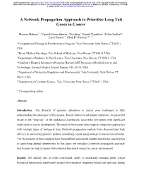 A Network Propagation Approach to Prioritize Long Tail Genes in Cancer