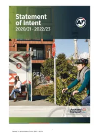 Auckland Transport Statement of Intent 2020/21-2022/23
