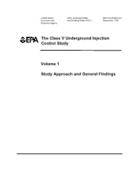 The Class V Underground Injection Control Study