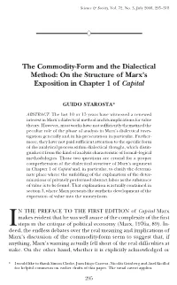 The Commodity-Form and the Dialectical Method: on the Structure of Marx’S Exposition in Chapter 1 of Capital