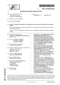 Universal Chloroplast Integration and Expression Vectors, Transformed