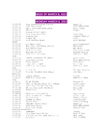 Week of of MARCH 8
