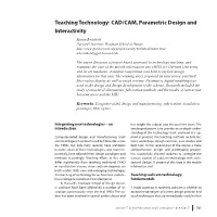 CAD/CAM, Parametric Design and Interactivity