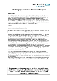 Calculating Equivalent Doses of Oral Benzodiazepines