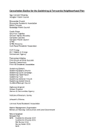 Consultation Bodies for the Godalming & Farncombe
