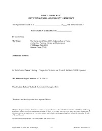 Draft Agreement Between Owner and Project Architect